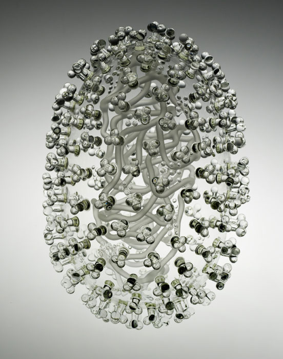 swine flu sculpture on lightbox